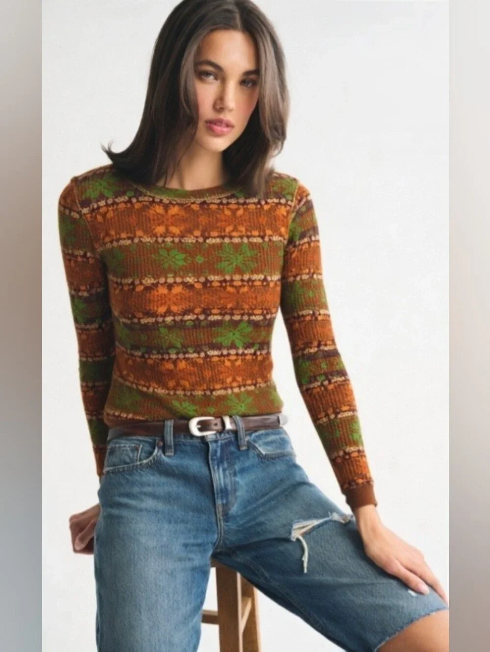 Free People We The Free Pretty Little Thermal-brown Orange Green
